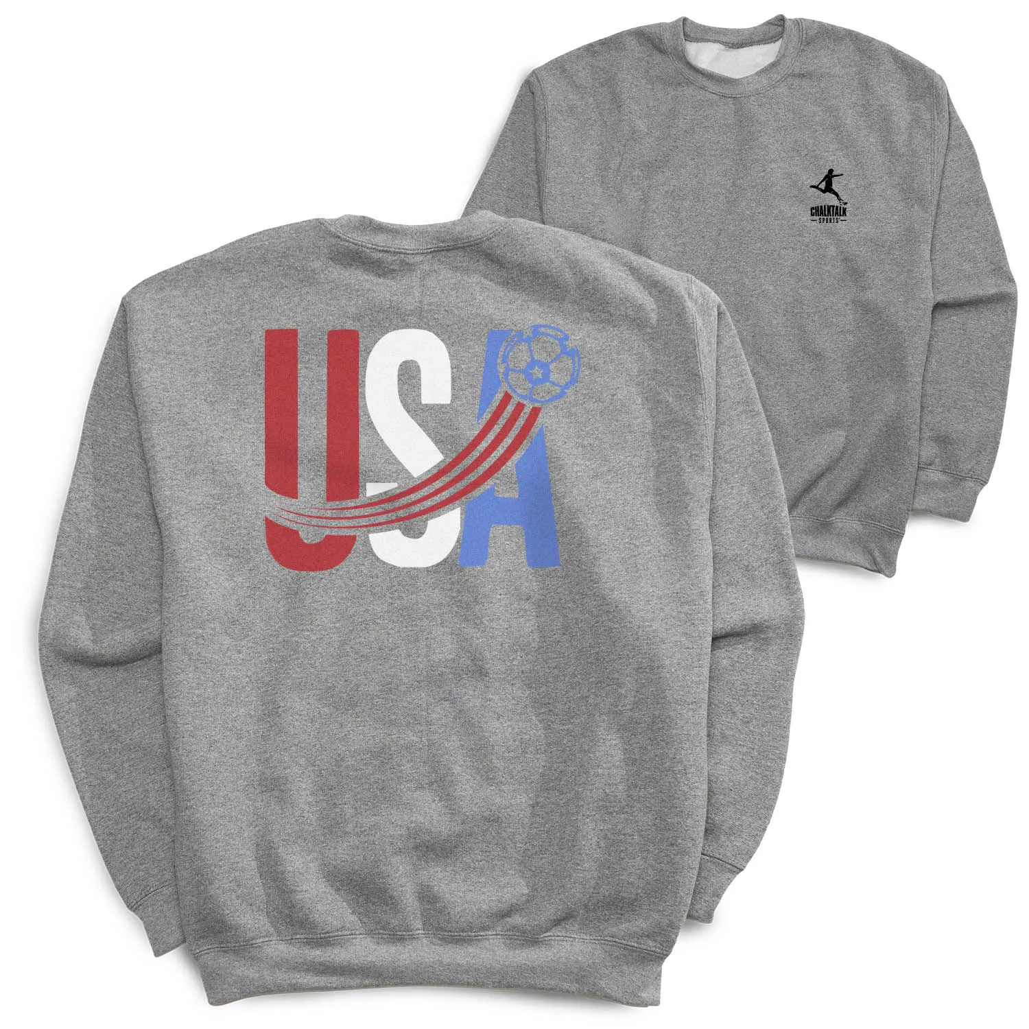 Soccer Crewneck Sweatshirt - USA Patriotic (Back Design) 